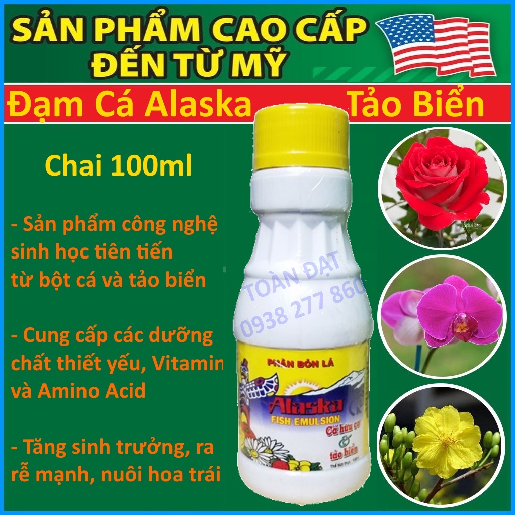 Đạm Cá Rong Biển SeaWeed Alaska (100ml), Phân bón Fish Emulsion hữu cơ dùng cho cây kiểng và hoa hồng