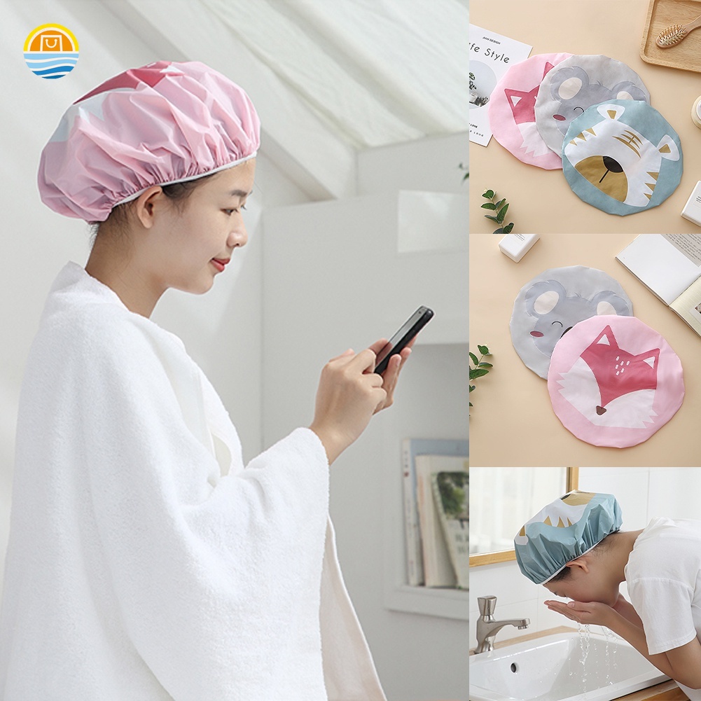 Mũ tắm chống thấm nước họa tiết động vật hoạt hình có thể tái sử dụng