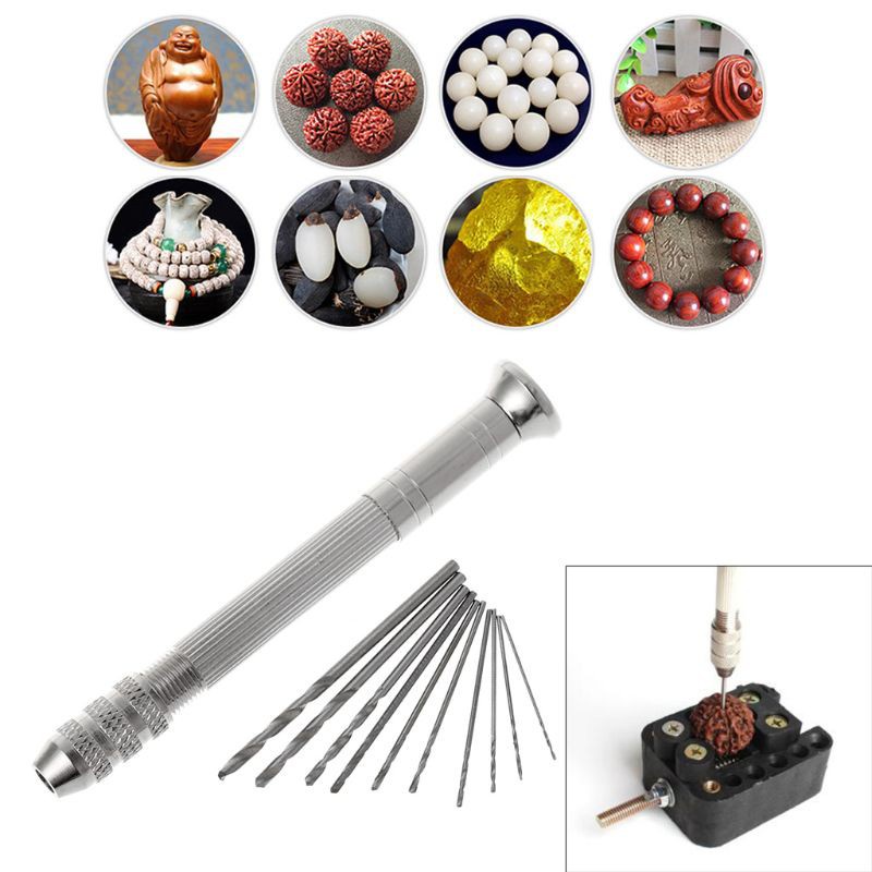 WER Swivel Head Pin + 10pcs Micro HSS Twist Drill Bits For Jewelry Watch Hobby Hand Tool