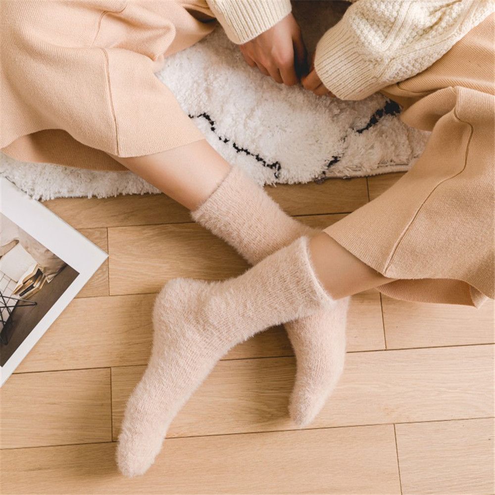 Vớ lông cừu san hô mềm mại thoáng khí giữ ấm mùa đông cho nữ