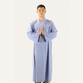 Áo tràng lam phật tử đi chùa dáng dài vải Silk dày dặn,thoáng mát, thấm mồ hôi-Vật phẩm trợ duyên trong quá trình tu tập