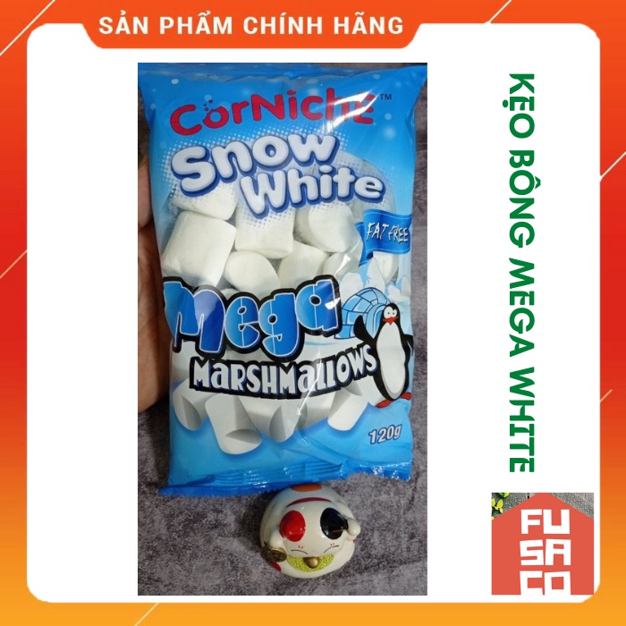 [Hàng mới về] Kẹo xốp bông gòn MEGA White Marshmallow - Gói 120gr (Corniche)