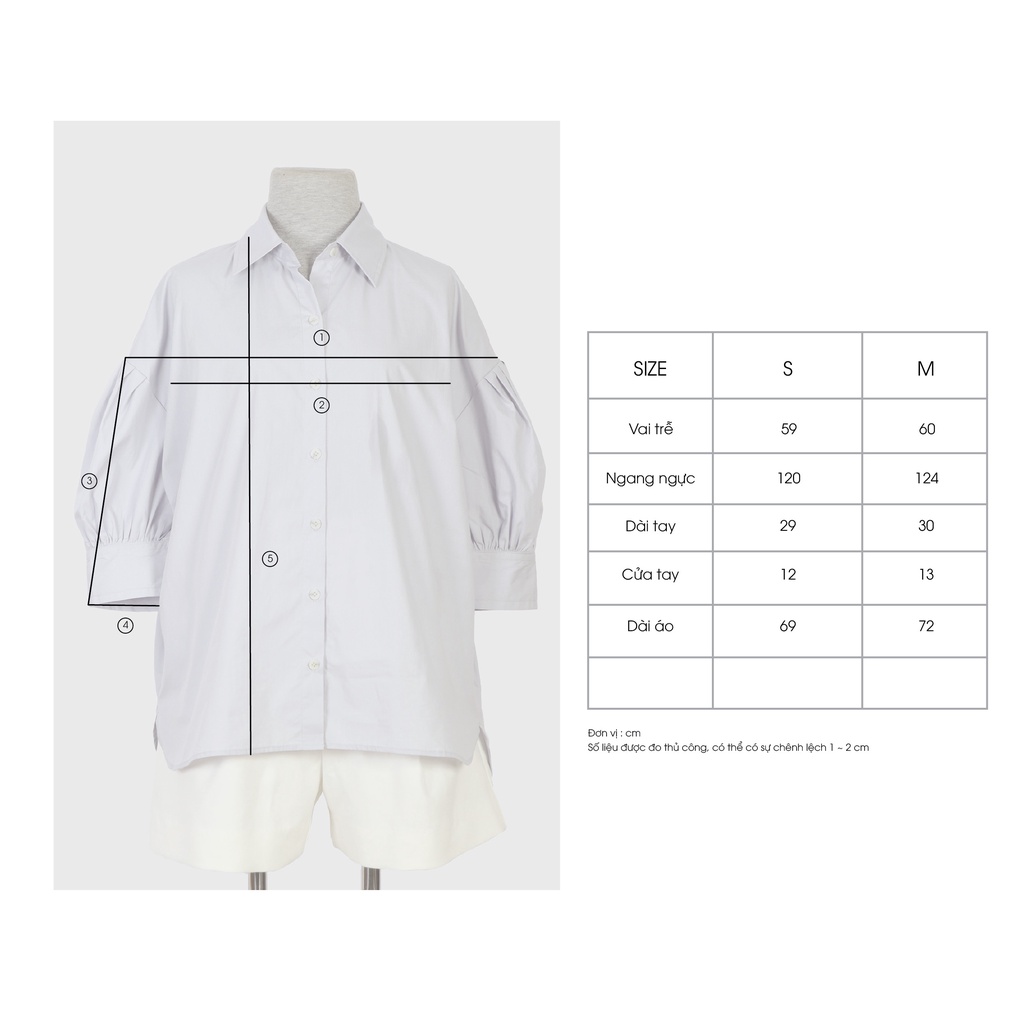 Áo Somi Cotton Form Rộng E.studio Tay Bồng Lỡ