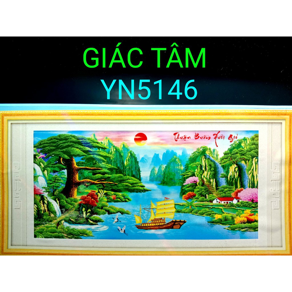 Tranh đá THUẬN BUỒM XUÔI GIÓ - 130x65cm - YN5146 - CẢNH NÚI THÁC BIỂN THUYỀN BUỒM TÙNG ĐÁ HẠC CHỮ - tranh đá chưa làm