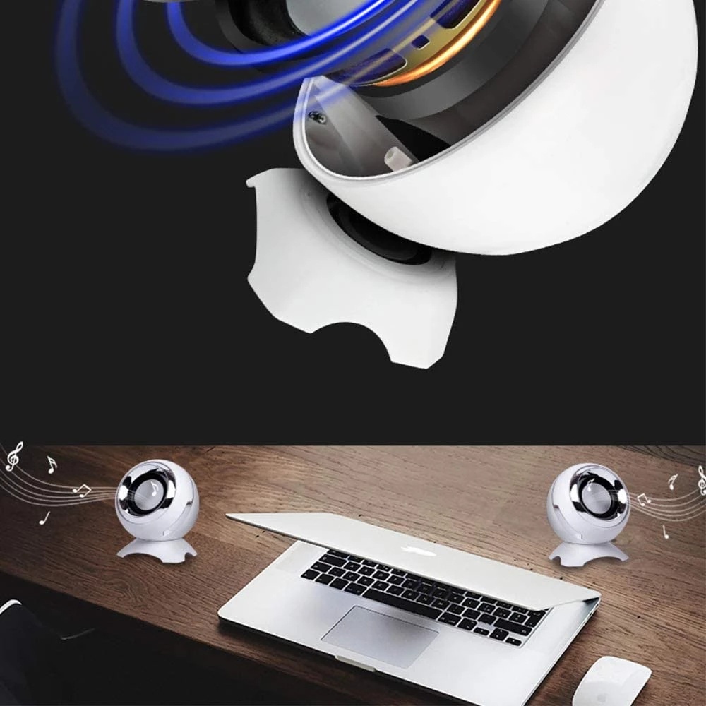 2Pc Mini Magic Ball Home Notebook Desktop Sound / Wired USB High Quality Speaker