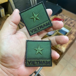 Patch thêu cờ việt nam vuông 5x5 nền xanh
