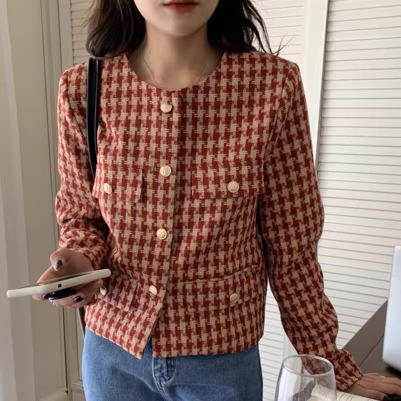 Áo dạ tweed họa tiết siêu xinh phong cách Hàn Quốc_ hàng ORDER có ẢNH thật | BigBuy360 - bigbuy360.vn