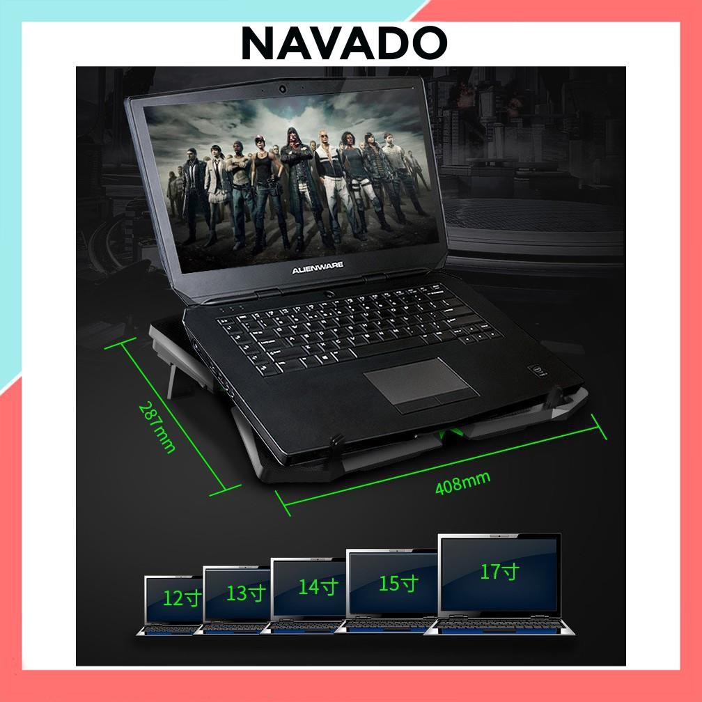 Đế tản nhiệt laptop 5 quạt cảm ứng chống trượt làm mát nhanh quạt tản nhiệt đèn led Cool 2S tản nhiệt gaming