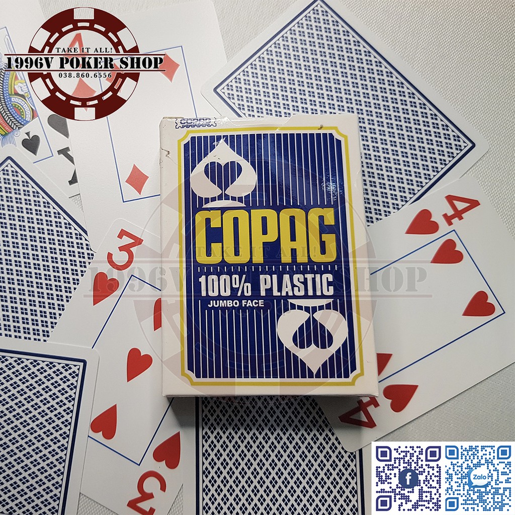 Bài tây nhựa bridge size, bài poker Copag Plastic Card số to Jumbo chống nước - 1996V Poker Shop