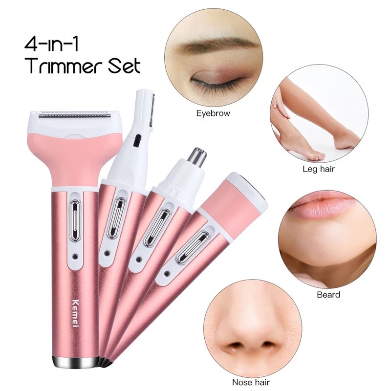 Máy Cạo Lông Toàn Kemei KM-6637 4 Trong 1 Đa Năng Tiện Dụng Cho Nữ
