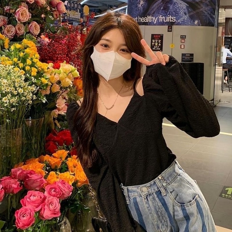 Áo Sơ Mi Tay Dài Trễ Vai Thời Trang Xuân Thu Cho Nữ