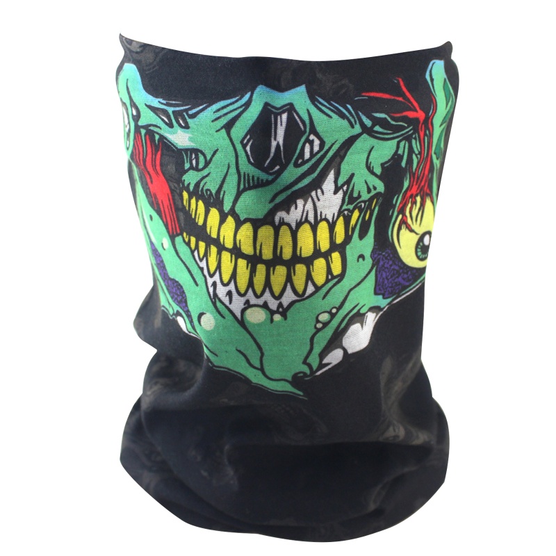 Khăn Trùm Đầu Hóa Trang Halloween Chống Bụi Chống Tia UV Hình Đầu Lâu