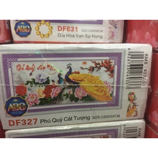 Tranh đín đá Phú Quý Cát Tường DF327 100x50cm chưa đính