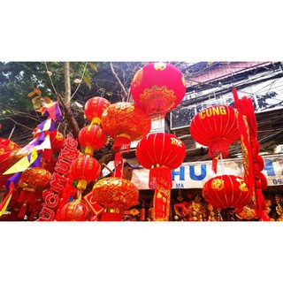 Đèn lồng vải nhung đỏ treo tết