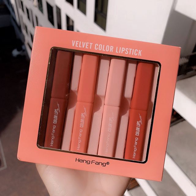 Bộ hộp quà tặng Heng Phường 4 Không thấm nước Không dính Không dính Son môi giữ ẩm Lip Gloss 9104 //Fromhappy | BigBuy360 - bigbuy360.vn