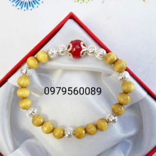 Vòng dâu tằm nữ 9 bi bạc + đá