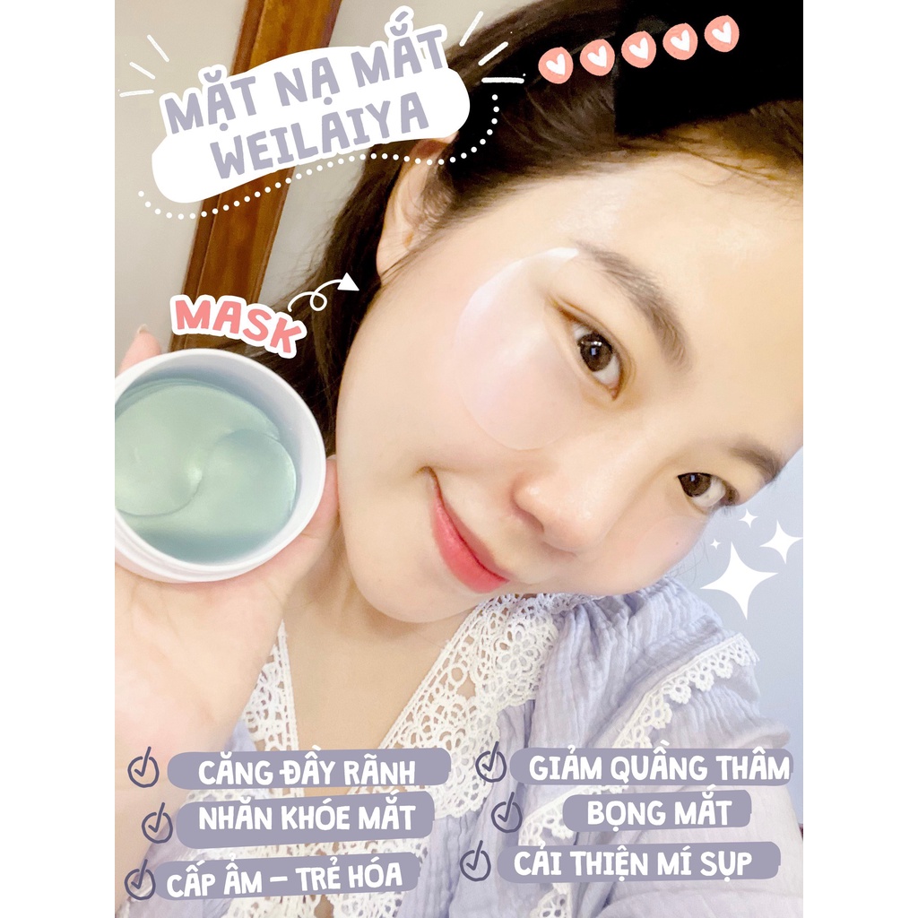Mặt nạ mắt Weilaiya giảm thâm quầng mắt, nếp nhăn, vết chân chim, vùng da mắt khô ráp. Tặng 2 nạ Weilaiya