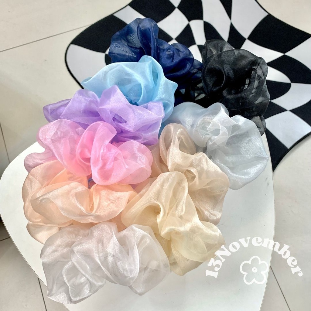 Scrunchies Cột Tóc Vải Ánh Kim Dạ Quang Lấp Lánh Cao Cấp Size Lớn To Buộc Tóc Vải Trơn Bóng Hàn Quốc Hot Trend