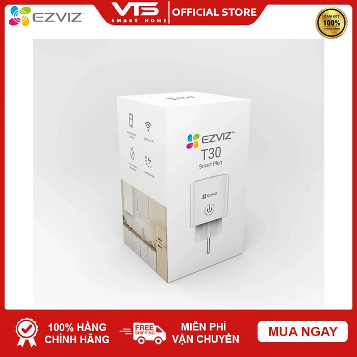 Ổ Cắm Thông Minh EZVIZ T30B, CS-T30-10B-EU Theo Dõi Tiêu Thụ Điện Năng, Điều Khiển Từ Xa, Chống Cháy Nổ