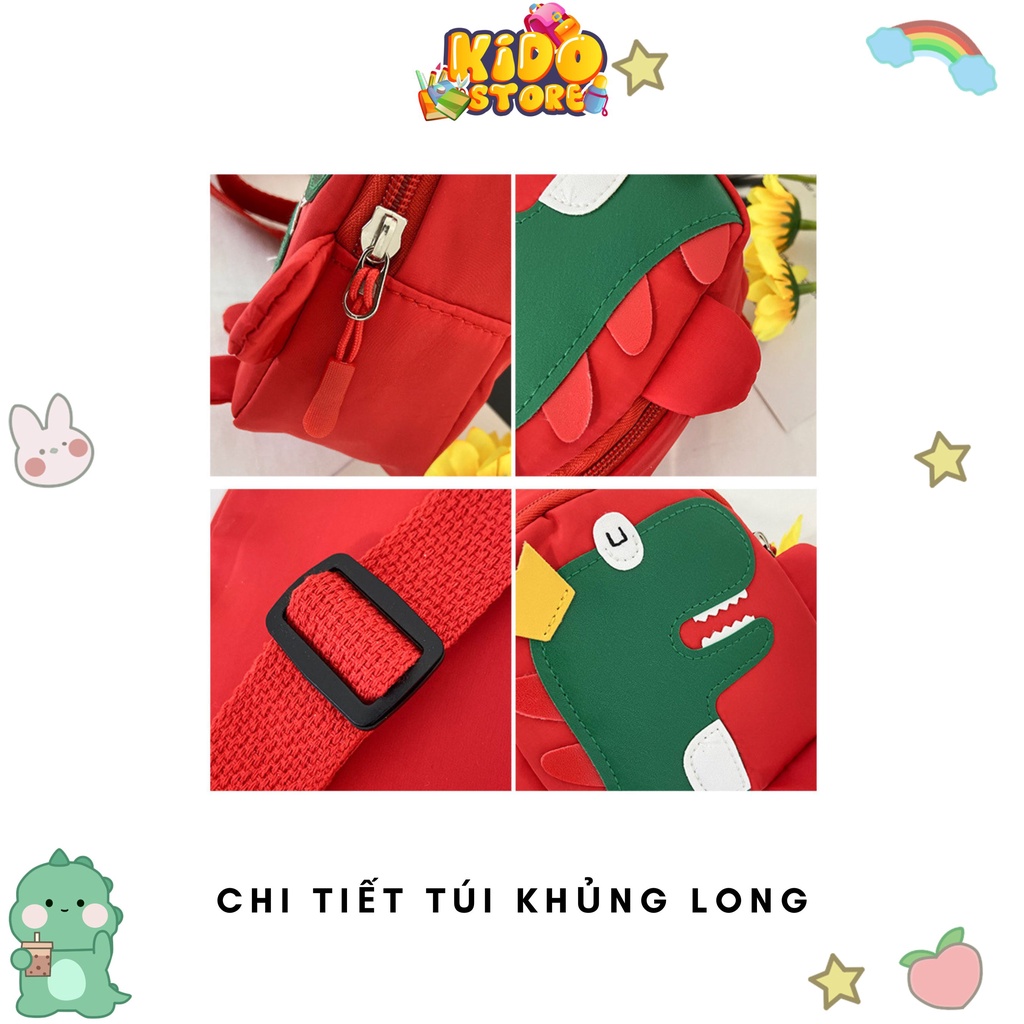 Túi đeo chéo mini cho bé trai bé gái, túi đeo chéo trẻ em giá rẻ hình khủng long hoạt hình đáng yêu cute KDB23
