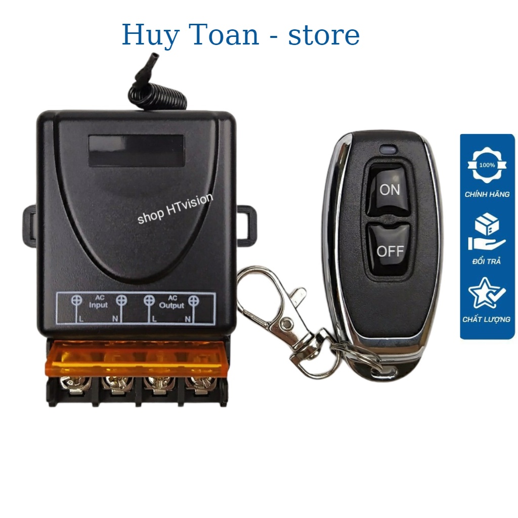 Bộ công tắc điều khiển từ xa 100m/30A/220V remote sóng RF 433MHz dùng cho máy bơm,đèn ,quạt