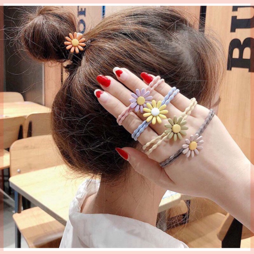 Dây buộc tóc hàn quốc hoa cúc nhí hot trend chun đôi cực bền siêu co dãn LILIKIDS PK01