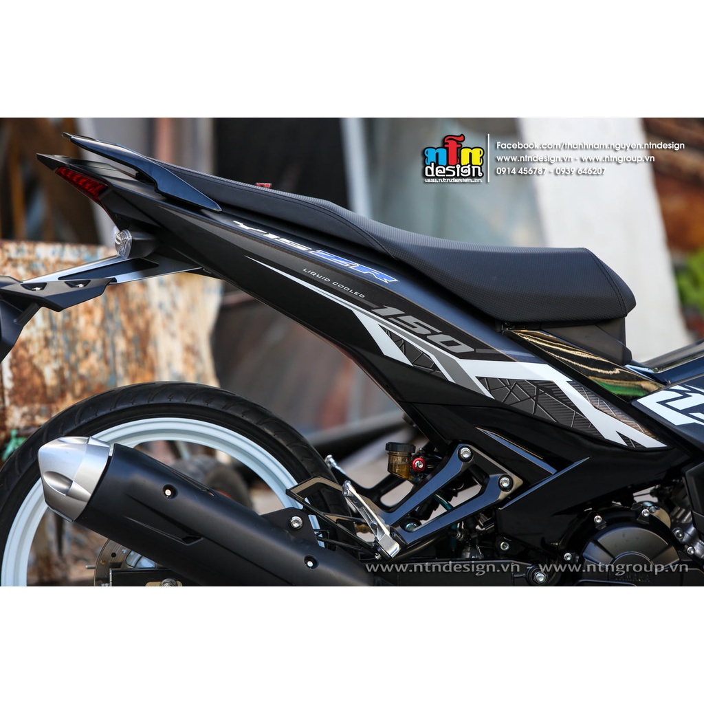 Tem rời Exciter 150 đen nhám y15zr trắng , tem 3 lớp cao cấp