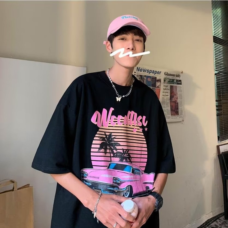 Áo Thun Tay Ngắn Cổ Tròn Dáng Rộng In Họa Tiết Đơn Giản Thời Trang Mùa Hè Cho Nam Giới Size M-3xl