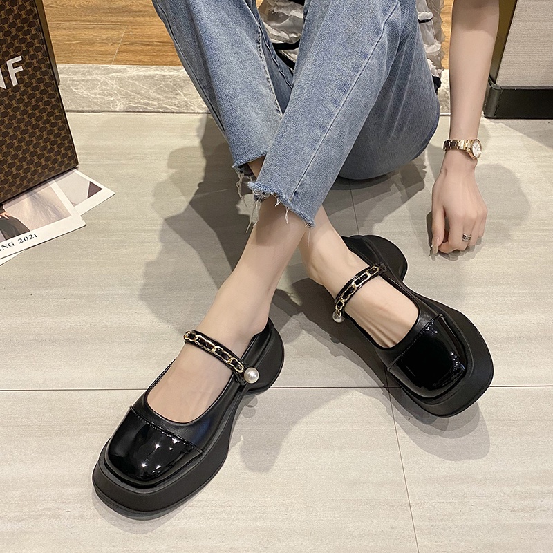 Giày Búp Bê Da Đế Dày Phối Màu Thời Trang Chất Lượng Cao Cho Nữ