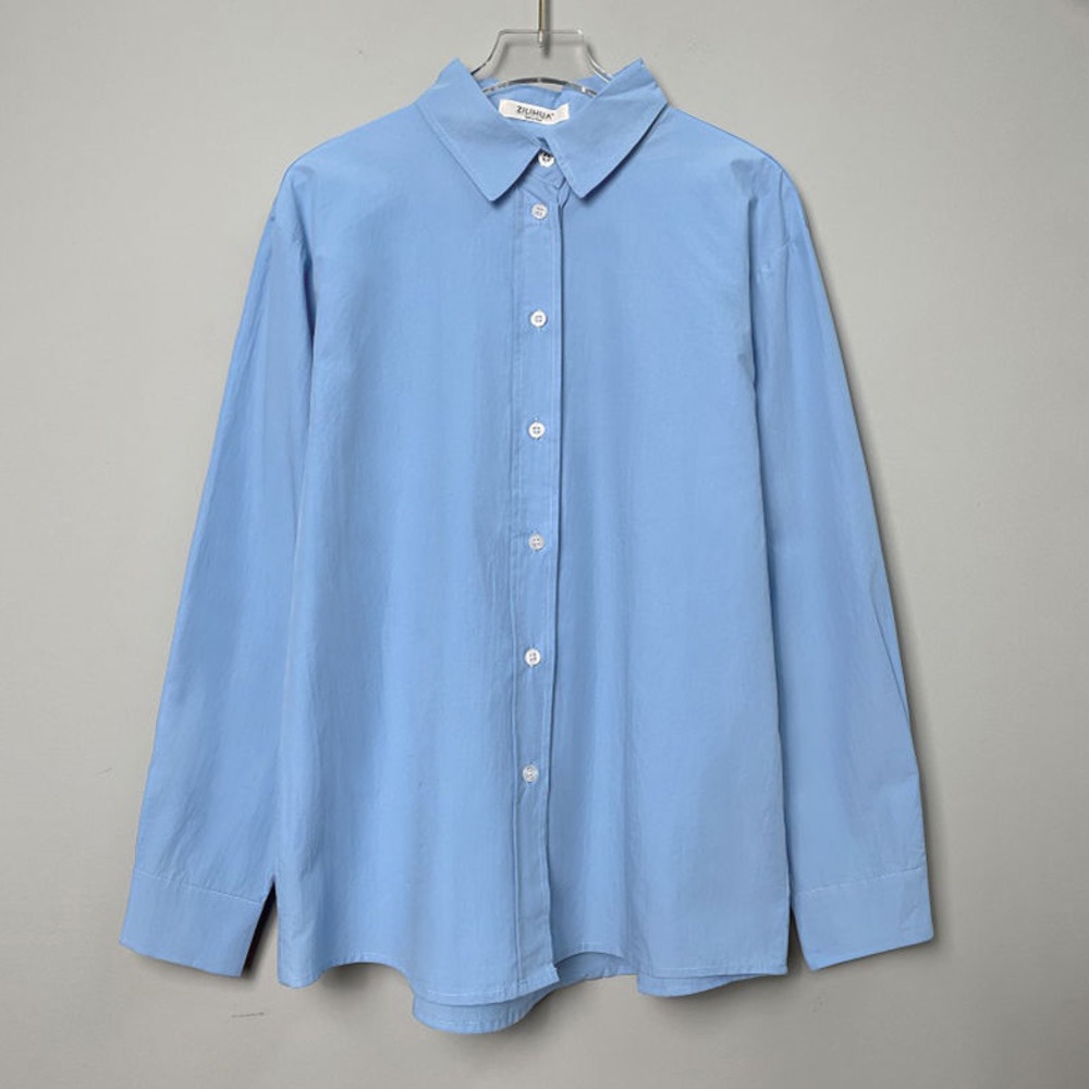 Áo Sơ Mi Nữ Tay Dài Dáng Rộng Cài Nút Màu Trơn Phong Cách Hàn Quốc Thời Trang Mới