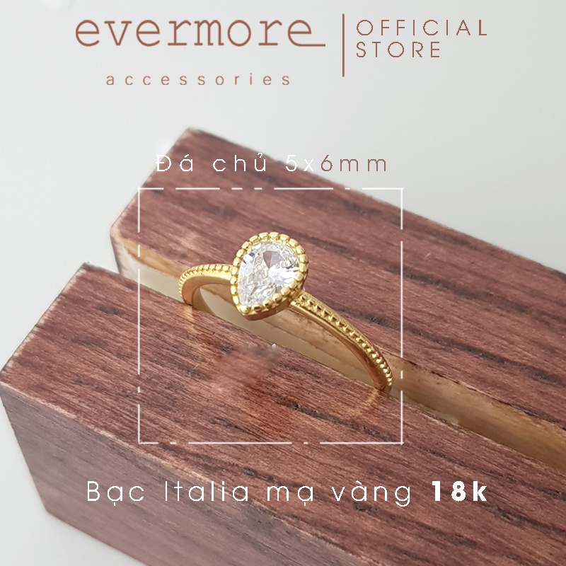 Nhẫn bạc nữ freesize trái tim EVERMORE, nhẫn bạc trái tim đá mạ vàng 18K thanh lịch, minimalism - N024