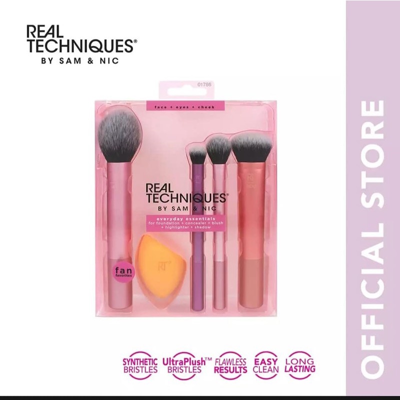 SET CỌ TRANG ĐIỂM KÈM MÚT REAL TECHNIQUES EVERYDAY ESSENTIALS CHÍNH HÃNG - 8913