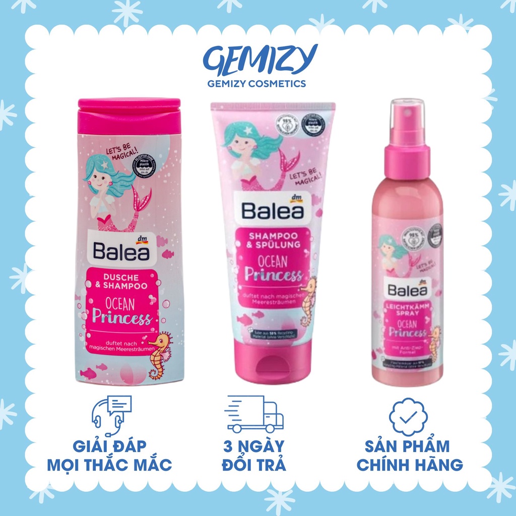 Dầu &amp; sữa tắm gội xả Balea Princess 2in1 Đức trẻ em, xịt dưỡng tóc cho bé - Gemizy Shop