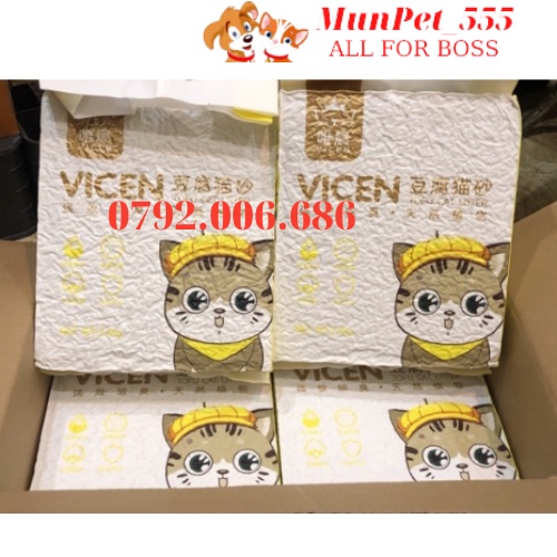 Cát đậu nành Vicen Tofu Cat Litter 6L nặng 2,4kg hàng chính hãng hai vị
