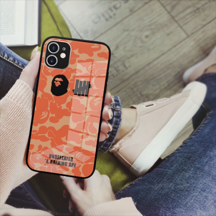 Ốp kính cường lực hình logo Bape-Undefeated mềm mại riêng mình Iphone OK-JC20210009