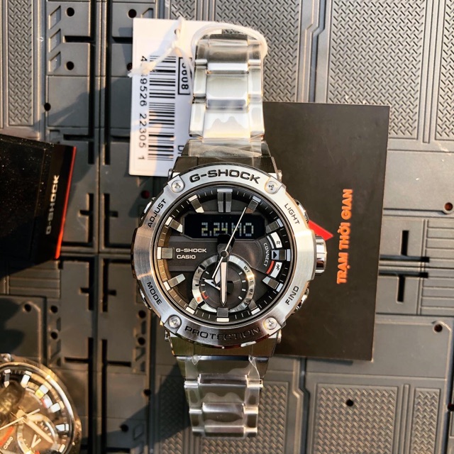 Sale mạnh đồng hồ nam Casio G-shock GST-B200D-1A kèm dây cao su đen zin - Kích thước vỏ: 53,3 × 49,2 × 14,5mm