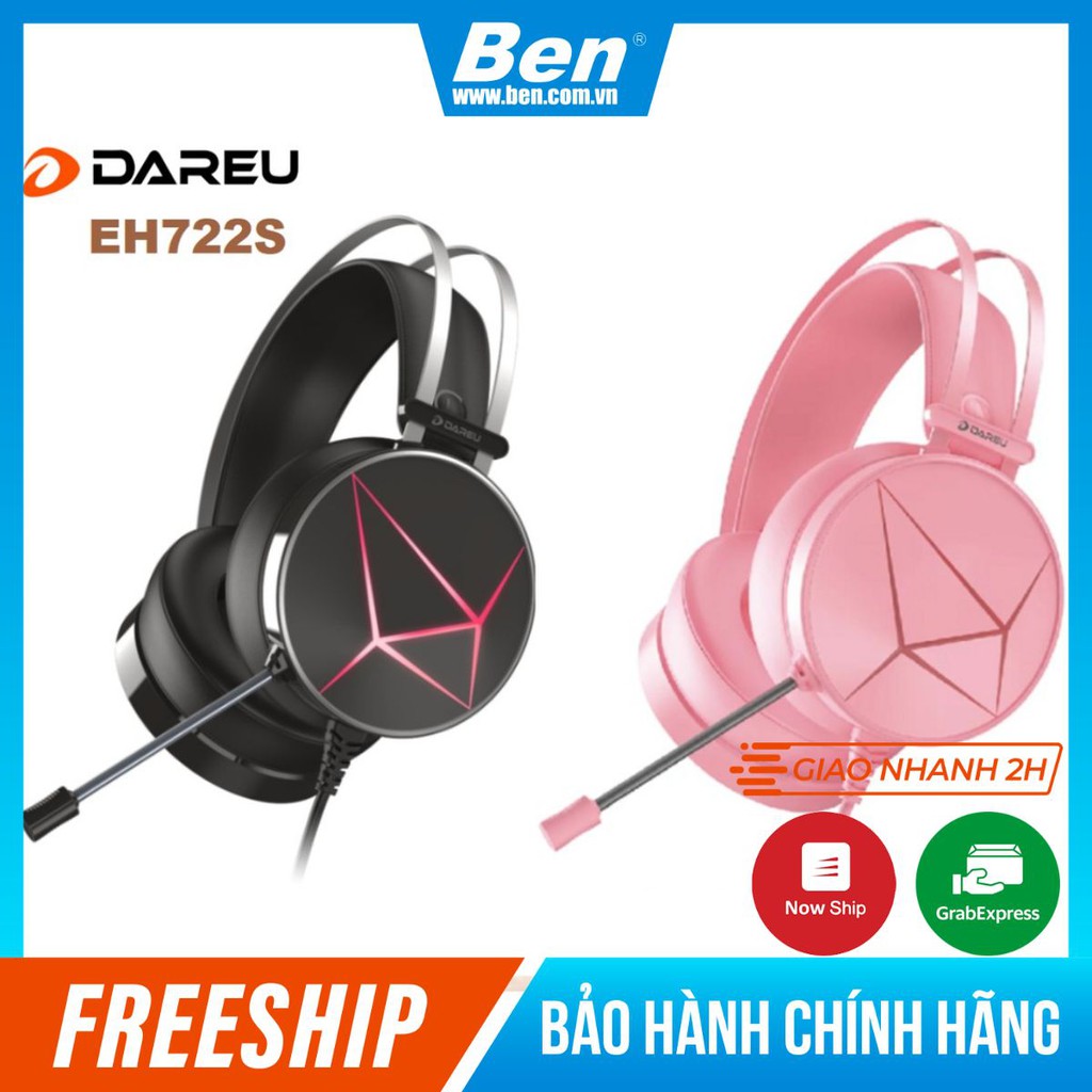 [Mã ELTECHZONE giảm 6% đơn 500K] Tai nghe cao cấp DAREU EH722S Pink / Black giả lập 7.1