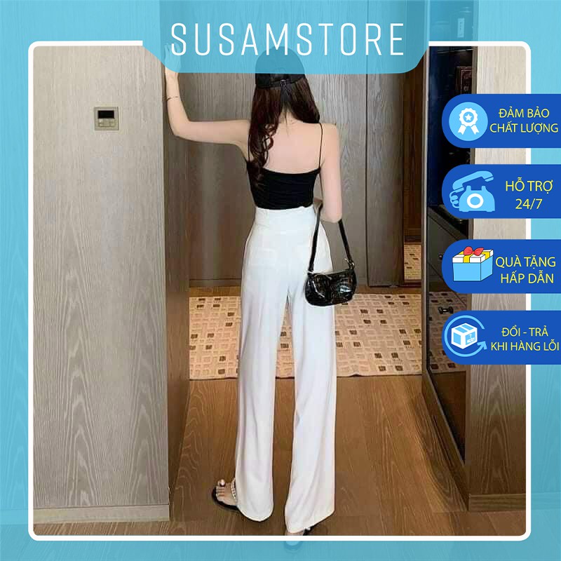 Quần ống rộng dáng suông có khoá kéo SS116