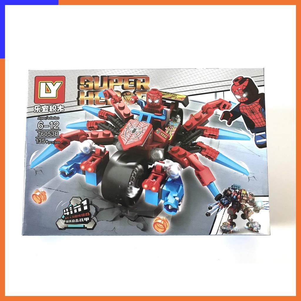 Bộ đồ chơi lắp ráp xếp hình non lego siêu anh hùng 76053/ người sắt hợp thể ironman/ spiderman