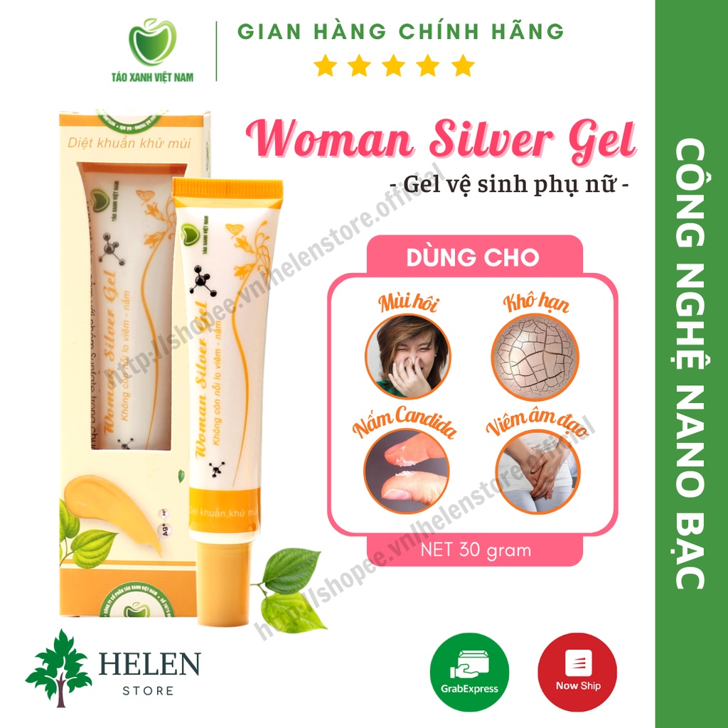 [MUA 1 TẶNG 1] Gel phụ khoa WOMAN SILVER GELDung dịch vệ sinh phụ nữ Nano bạc TÁO XANH VIỆT NAM  Tặng 5 xilanh