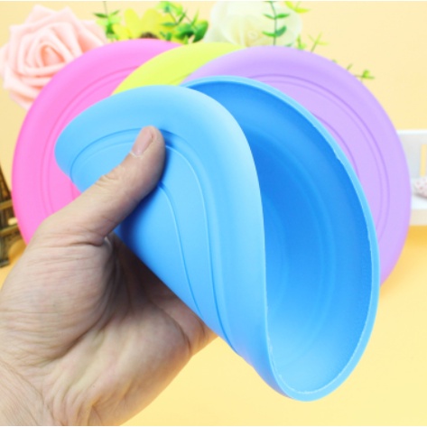 Đĩa bay huấn luyện chó silicone bền nhẹ, đồ chơi tương tác với cún