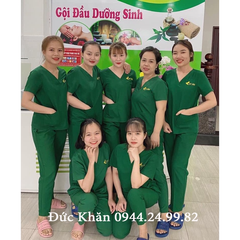 Bộ phẫu thuật , tiểu phẫu spa  chất vải đẹp co dãn