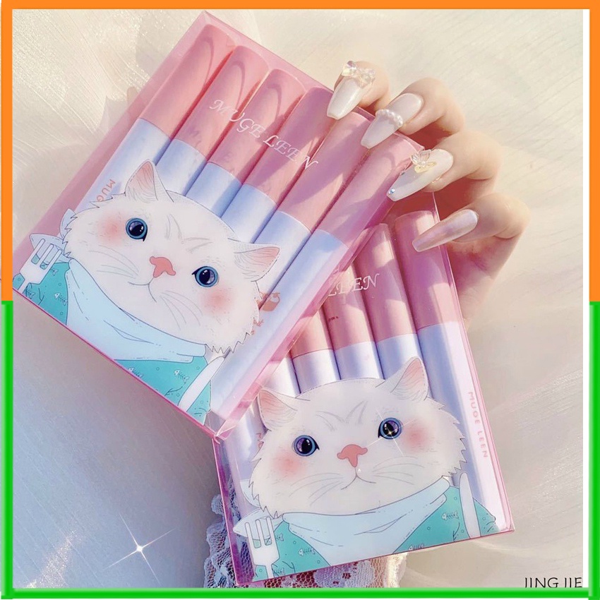 Set 6 Son Môi Kem Lì Mèo - Dưỡng Môi, không trôi, Có Màu Giá Rẻ Đẹp - O2O Shop