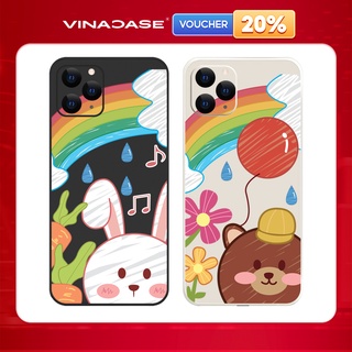 Ốp lưng Vina Case Iphone 6S/6 Plus/7G/8G/X/Xs/....Silicone TPU dẻo viền vuông bảo vệ camera hình Thỏ Gấu tranh vẽ