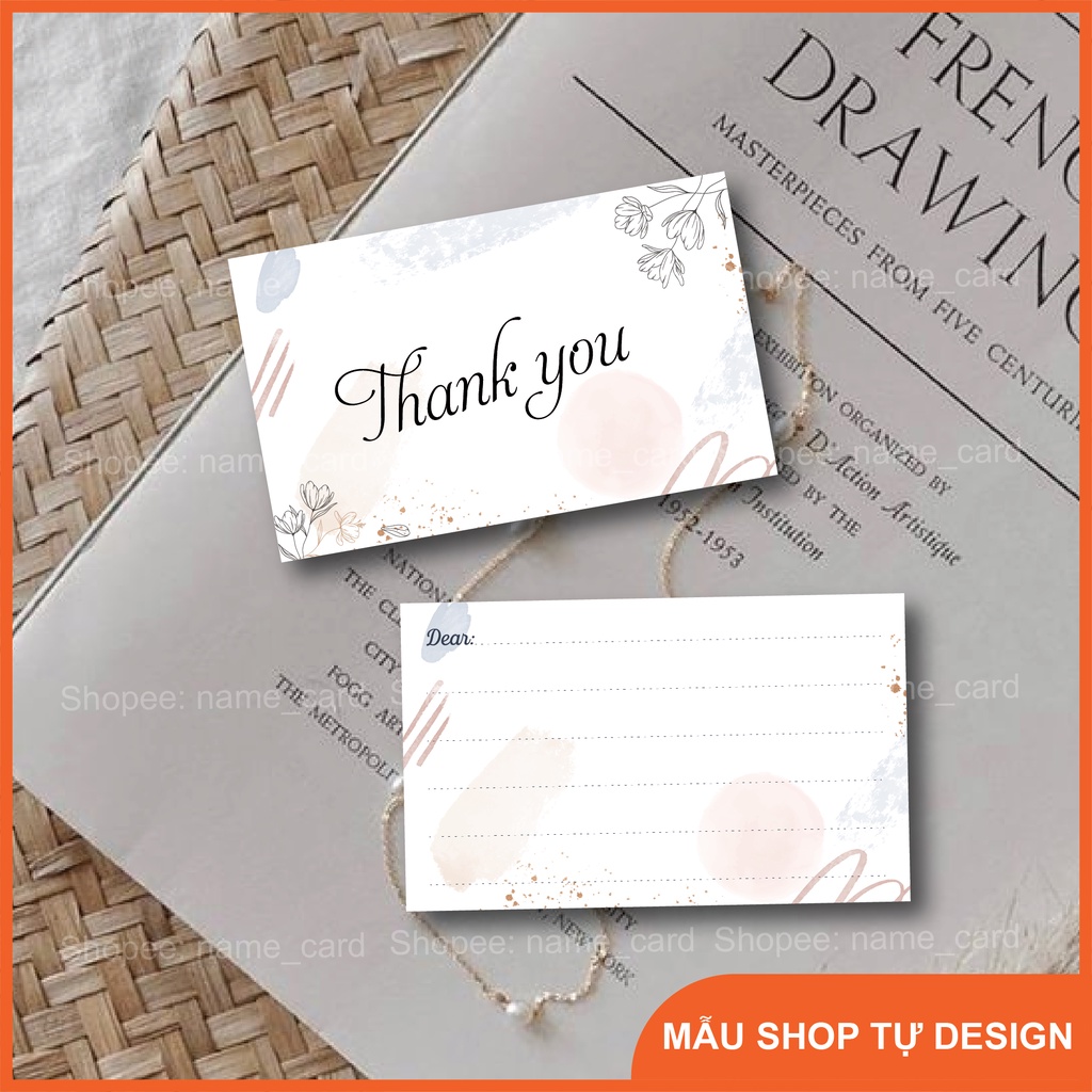 Thiệp cảm ơn khách hàng, thank you card, card cảm ơn viết tay kích thước 9x5,5 cm