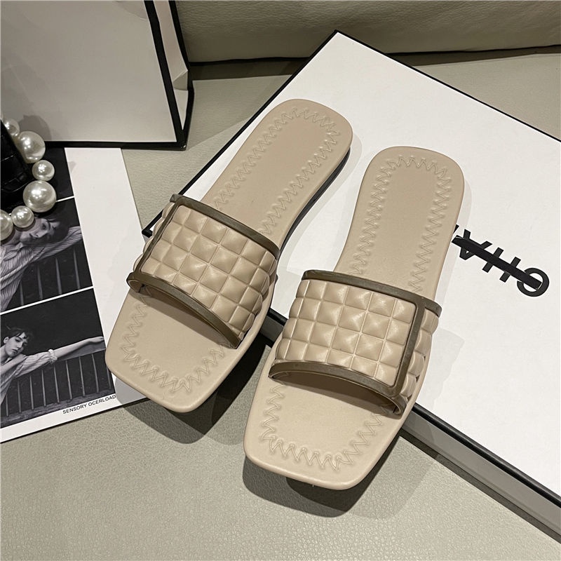 Dép đế bằng IELGY mũi vuông thời trang đi biển dành cho nữ