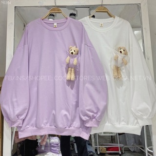 [N1354]🧸 Áo nỉ SWE kèm gấu cài túi (Có sẵn/ảnh thật)