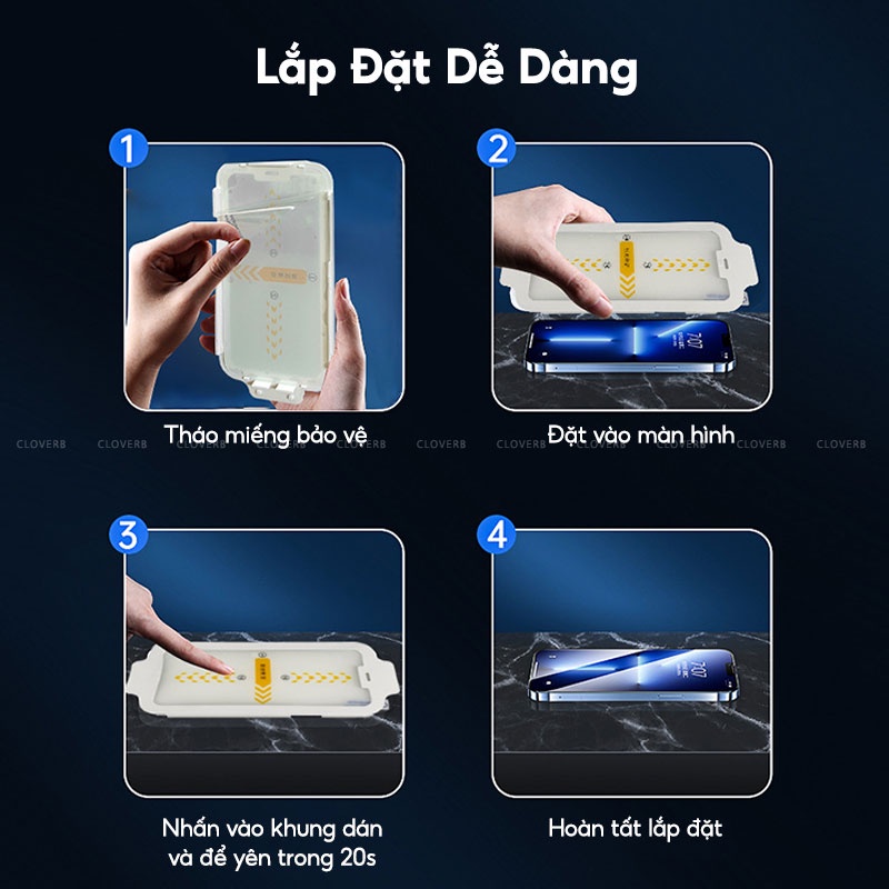 Kính Cường Lực Trong Suốt Kuzoom One Step Glass Film Độ Cứng 9h Chống Vờ, Canh Viền Bo Tròn 9d, Chống Bám Dầu Cloverb