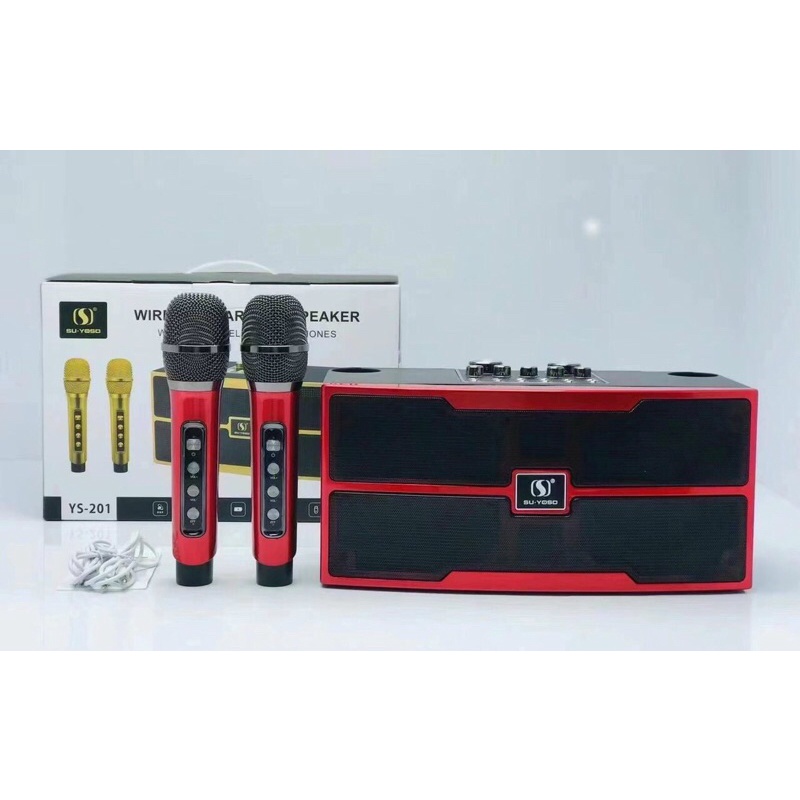 Loa Bluetooth Karaoke Mini,Kèm 2 Micro Không Dây
