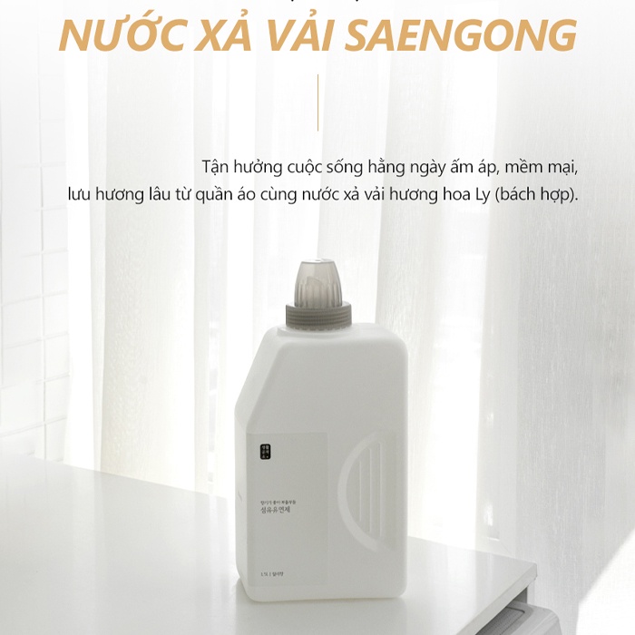 Nước Xả Quần Áo Cao Cấp Gốc Thực Vật Hương Lily Saengong Can 1.5L - K2V Shop